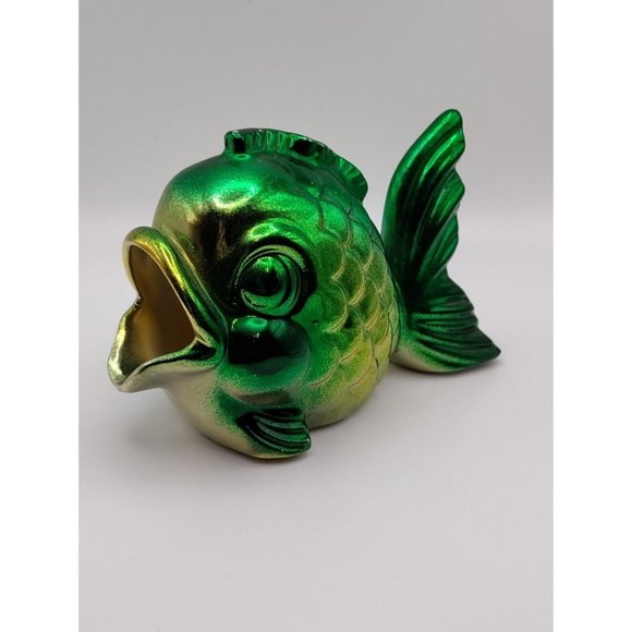 Unbranded Accents Vintage Big Mouthed Fish Ashtray Japan Iridescent